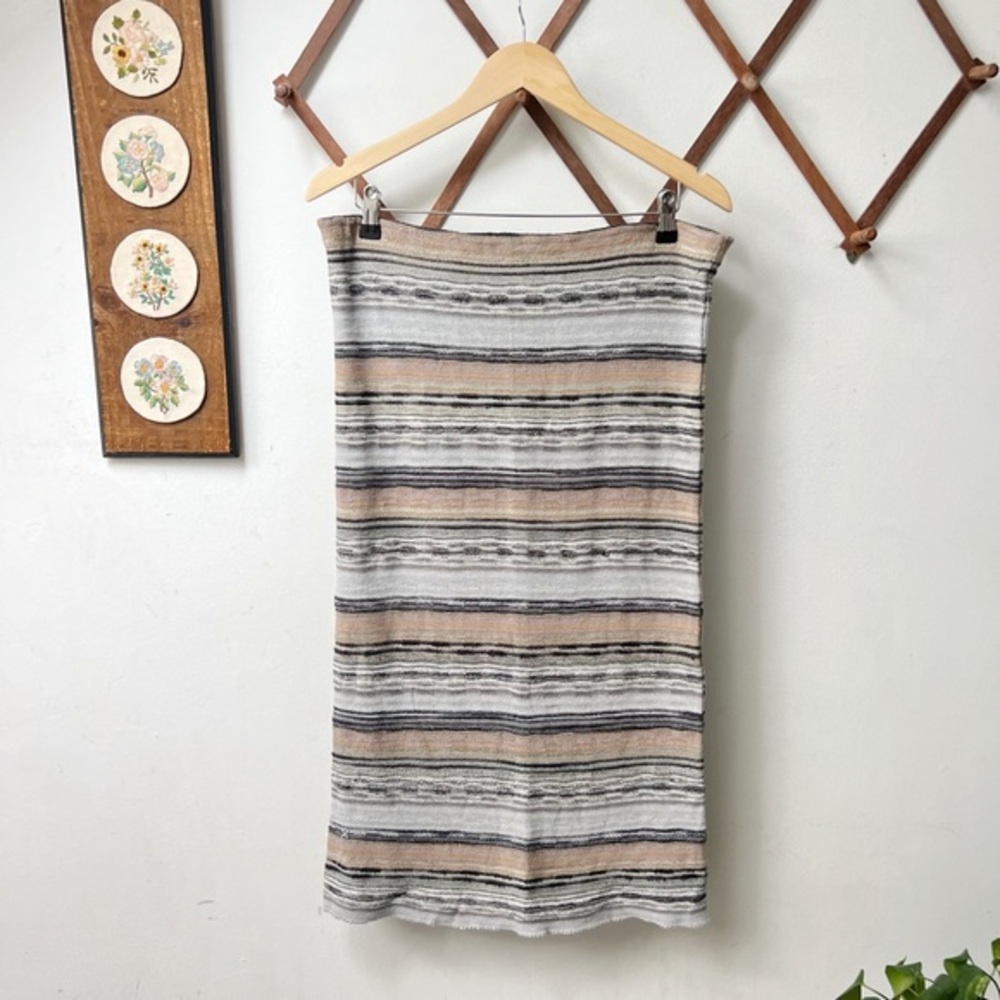 Free People Woven Knit Midi Skirt with Stretch Large